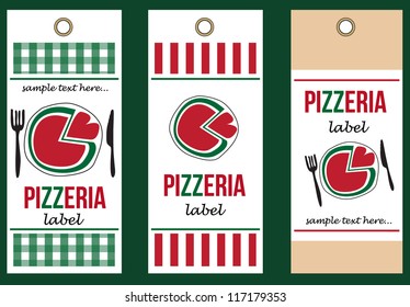 set of pizza labels