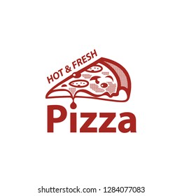 Set of pizza logo, badges, banners, emblem for fast food restaurant. Vector illustration.