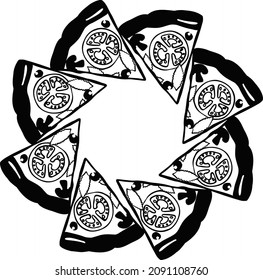 Set of pizza logo, emblem for fast food restaurant