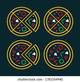 Logotipo del juego de pizza. Diseño de iconos. Elementos de plantilla