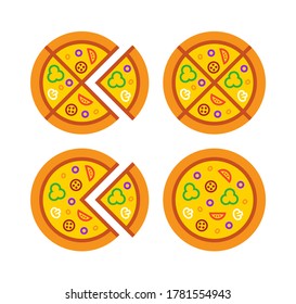 Logotipo del juego de pizza. Diseño de iconos. Elementos de plantilla