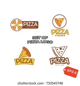Set of pizza logo. Restaurant logo. Pizza vector illustration.