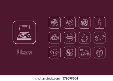 Set of pizza simple icons