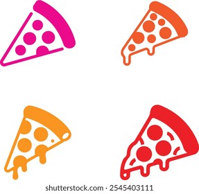 Um conjunto de Pizza fatia ícone plano