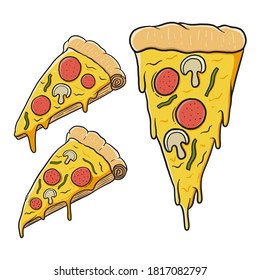 Set of pizza slice vector illustration. pizza slice vector.