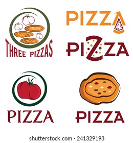 set of pizzas emblems concept vector design template