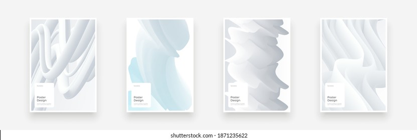 Set Placards, Posters, Flyers, Banner Designs. Abstract background illustration in neomorphism style. Minimal wallpaper, backdrop. Eps10 vector.