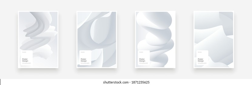 Set Placards, Posters, Flyers, Banner Designs. Abstract background illustration in neomorphism style. Minimal wallpaper, backdrop. Eps10 vector.