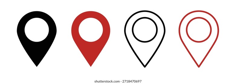 Conjunto de coleção de ícones de Posição Funcional. Símbolo de pin de localização.