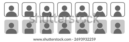 Set of placeholder headshot avatar, user profile vector icons
