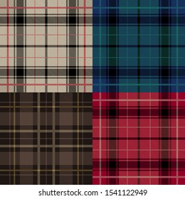 Set of plaid pattern vector backgrounds