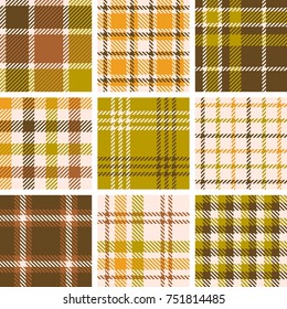 Set Of Plaid Seamless Pattern For Fall Season