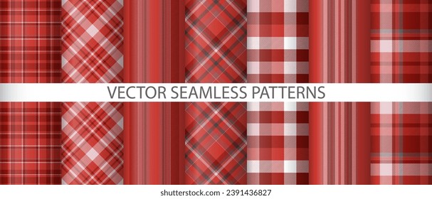 Set plaid texture textile. Background check pattern. Seamless vector tartan fabric collection.