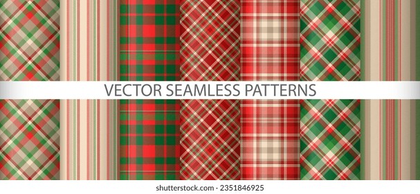 Set plaid vector background. Pattern seamless tartan. Fabric texture check textile collection.