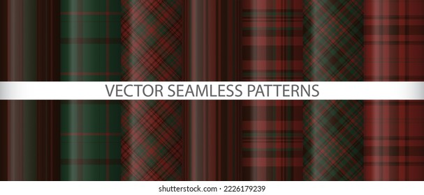 Legen Sie plaid Vektorhintergrund fest. Tartan Muster Textur. Textile Gewebe nahtlose Schecksammlung.