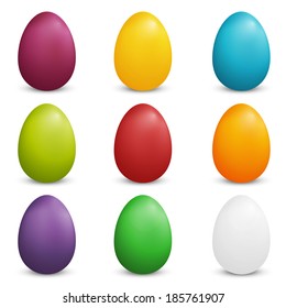 Set of Plain Colored Easter Eggs