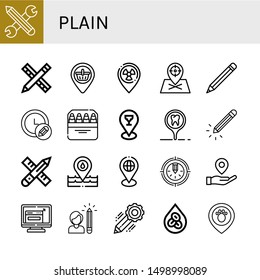 Set of plain icons such as Pencil, Placeholder, Pencils, Resize, Erythrocytes , plain