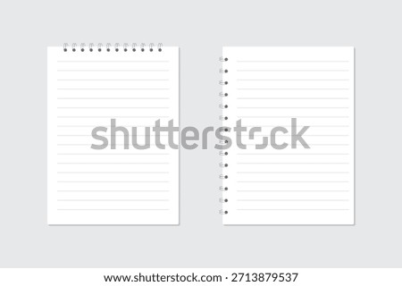 A set of plain lined paper with tear-off sheets, a spiral notebook. A ring-bound notebook