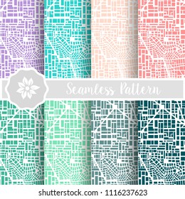 Set of plan map city street road pattern tiles backdrop vector backgrounds for design illustration of presentation and creativity