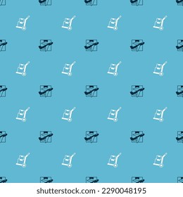 Set Plane and cardboard box and Hand truck boxes on seamless pattern. Vector