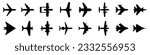 Set plane icons, different historical airplane, passenger airplanes, aircraft. Airliner model top view – vector
