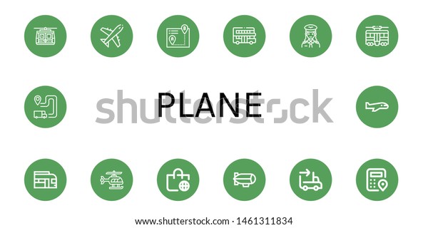 Set of plane icons\
such as Cable car, Plane, Itinerary, Touristic, Pilot, Tram, Train,\
Helicopter, Worldwide shipping, Zeppelin, Sending, Logistics,\
Airplane , plane