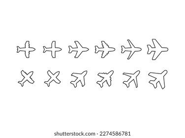 set of plane line icon vector