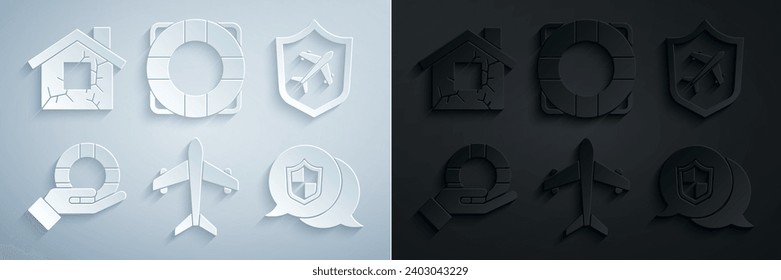 Ajuste el plano, con el escudo, la maniobra en la mano, la ubicación y el icono de la casa. Vector