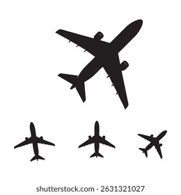 Set of plane silhouette on white background