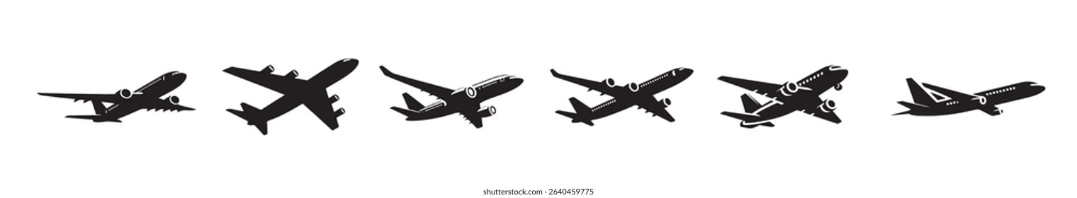 set of plane silhouette vector illustration