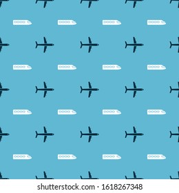 Set Plane and Train on seamless pattern. Vector