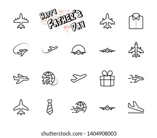 Set of Plane vector line icon. It contains symbols to aircraft, globe and more. Editable Stroke. 32x32 pixels.