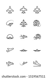 Icono de línea vectorial de plano. Contiene símbolos para aviones, globos y más. Trazo editable. 32x32 píxeles.