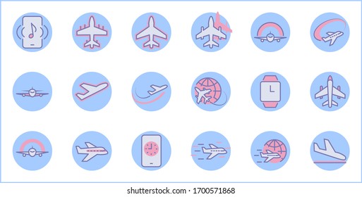 Icono de línea vectorial de plano. Contiene símbolos para aviones, globos y más. Trazo editable. 32x32 píxeles.