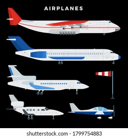 Set of plane vector line icon. It contains symbols to aircraft, globe and more.