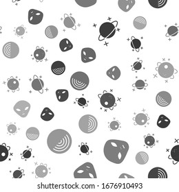 Set Planet, Alien, Planet and Earth structure on seamless pattern. Vector