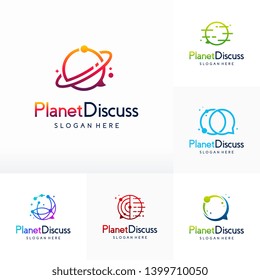 Set of Planet Consult logo designs vector 