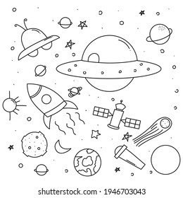 Set of planet doodle isolted on white background