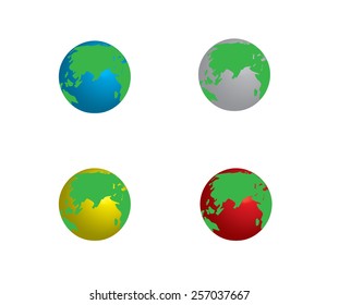 Set of planet earth, from different colors for illustration background