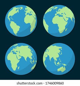 Set of Planet Earth icons in a flat design