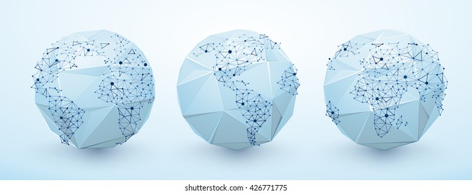 Set Planet Earth Low Poly