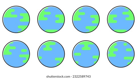 Set of Planet Earth. Vector illustration in flat design