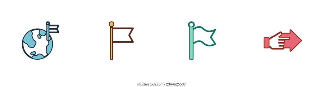 Establezca Planeta con indicador, indicador y dedo indicador de mano. Vector