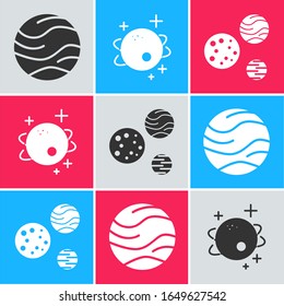 Set Planet, Planet and Planet icon. Vector