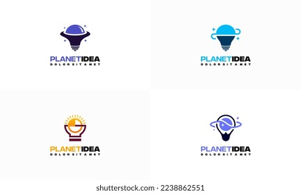 Set of Planet Idea logo designs concept vector, Space Education logo template