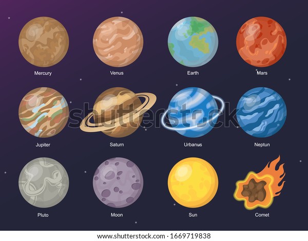 Set Planet Illustration Vector Planets Stock Vector (Royalty Free ...