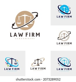 Set of Planet Justice logo vector template, Creative Law Firm logo design concepts