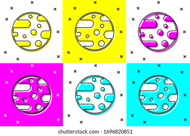 Set Planet Mars icon isolated on color background.  Vector Illustration