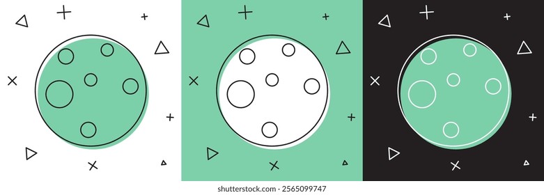 Set Planet Mars icon isolated on white and green, black background.  Vector
