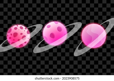 Set of planet with ring abstract effect isolated design collection for graphic